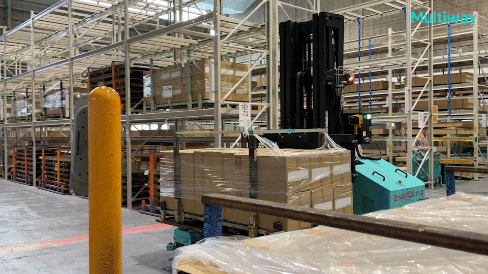 劢微机器人全向侧叉式智能无人叉车案例动图